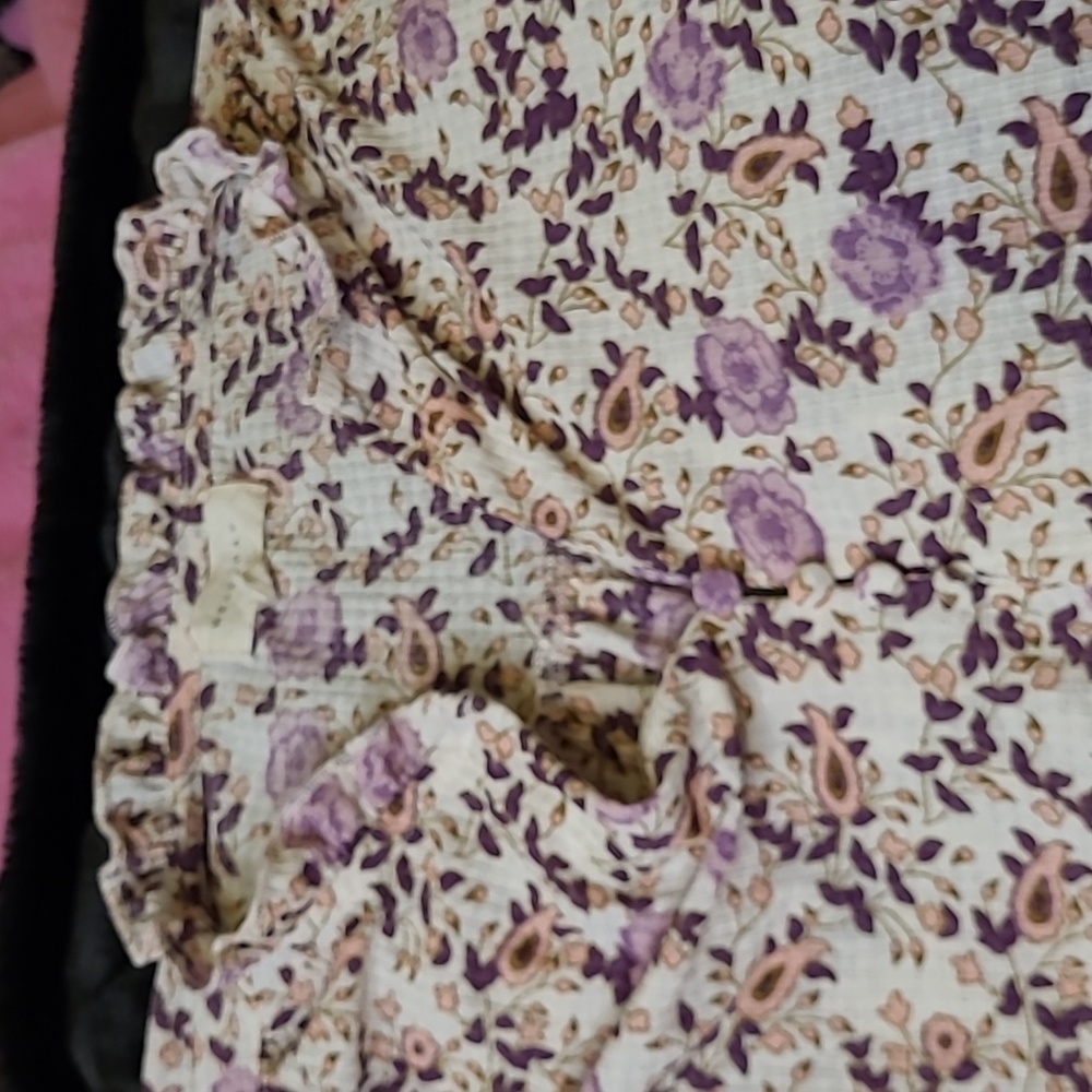 $5🧨 MELLODAY Floral Print Gathered short slv Blouse Pullover - Picture 5 of 13